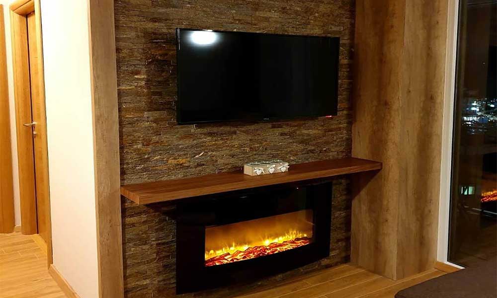 Fireplace and flat-screen TV